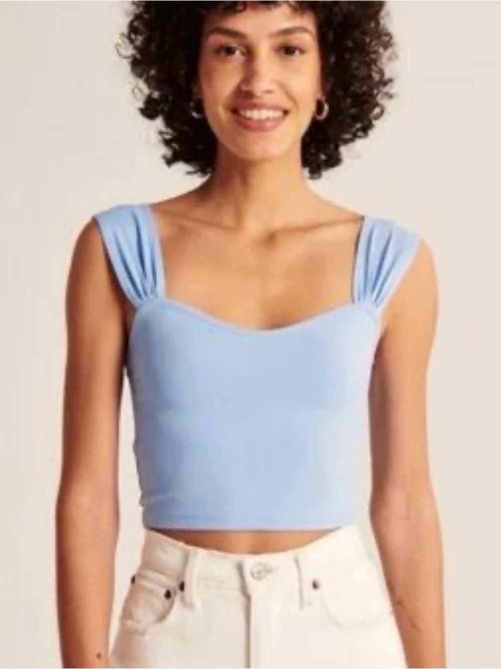 Abercrombie & Fitch Light Blue Sweetheart Crop Top - Picture 1 of 4